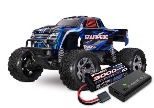 TRAXXAS Stampede 1/10 2WD Monster-Truck kék RTR BL-2S Brushless ajándék akkumulátorral és töltővel!