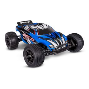   Traxxas Rustler 2WD TRT modell kefés motorral - kék - akkumulátorral és töltővel