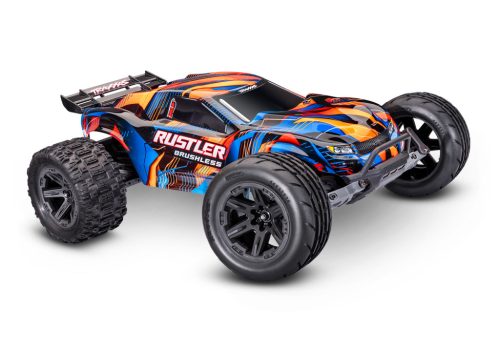 TRAXXAS Rustler 1/10 2WD Stadium-Truck narancs VX3 Brushless, HD - akkumulátor és töltő nélkül
