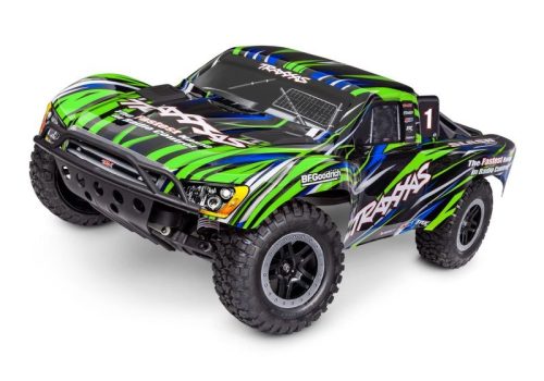 Traxxas Slash 2WD BL-2S Brushless zöld - akkumulátor töltő nélkül