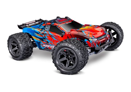 TRAXXAS Rustler 1/10 4x4 Stadium-Truck piros RTR VX3 Brushless - akkumulátor és töltő nélkül