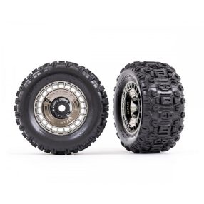 Traxxas Sledge komplett kerék-1pár-fekete chróm