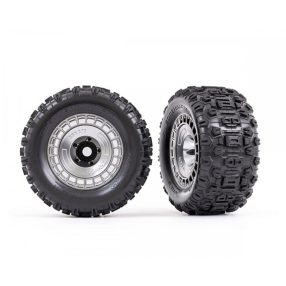 Traxxas Sledge komplett kerék-1pár-satin chróm